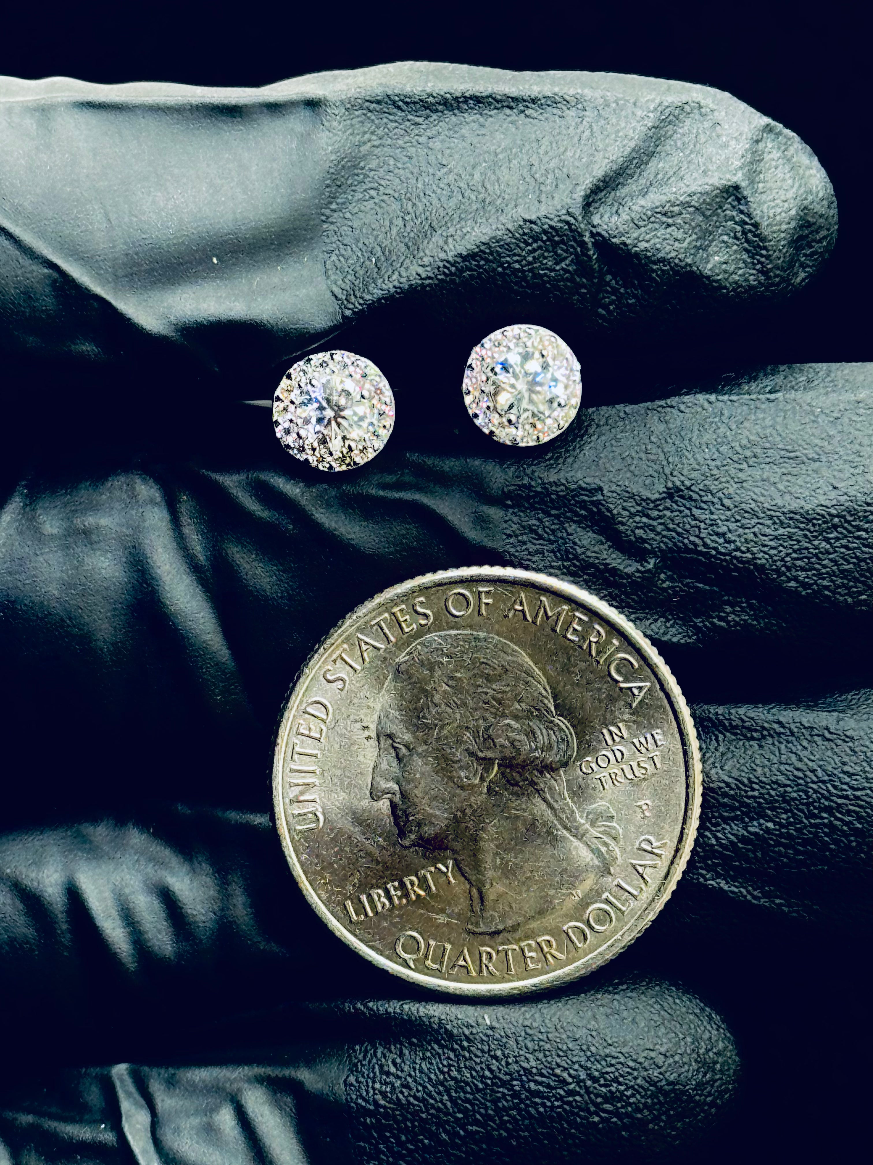 Halo Moissanite Stud Earrings