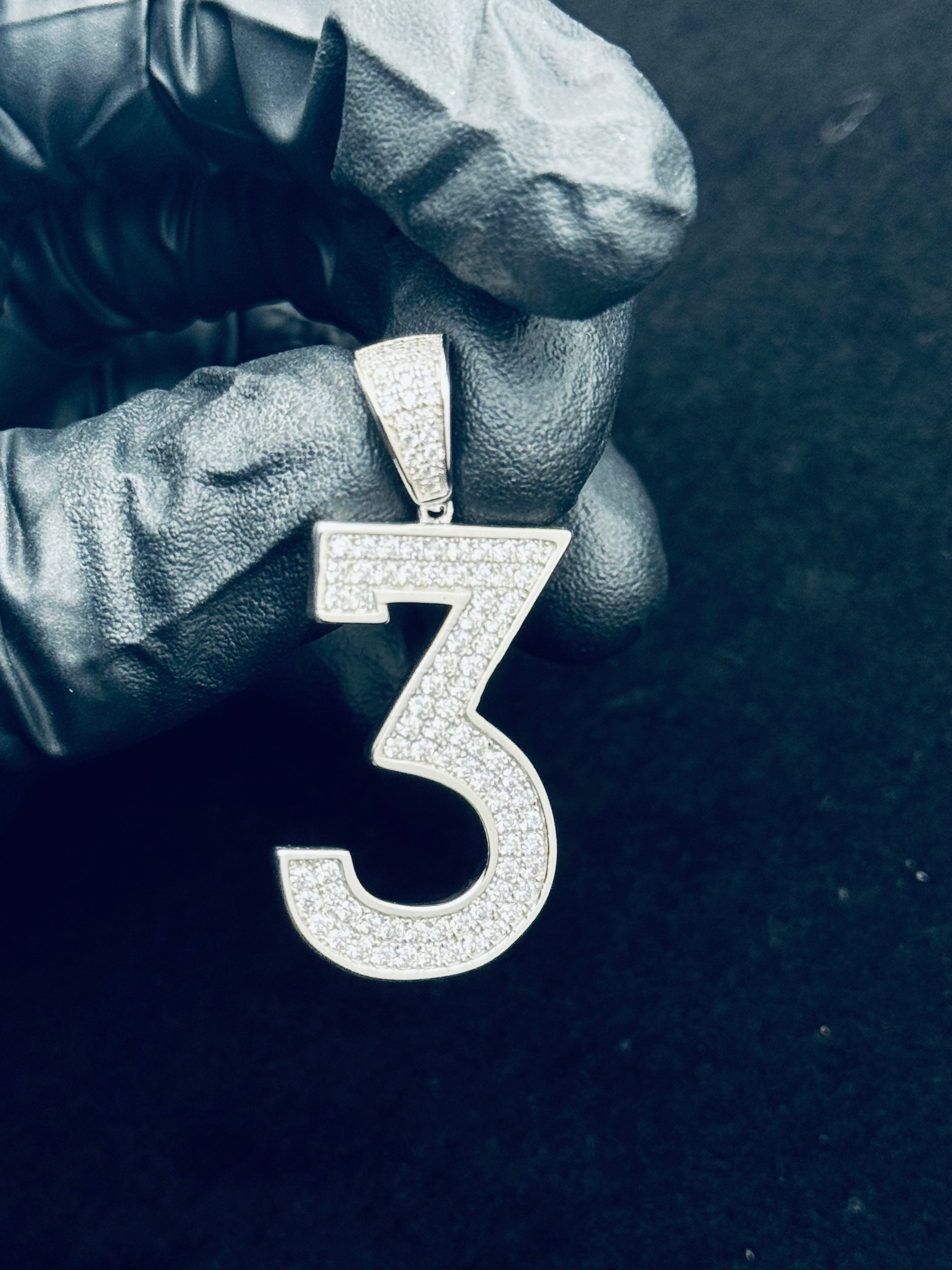 Moissanite Number 3 Pendant