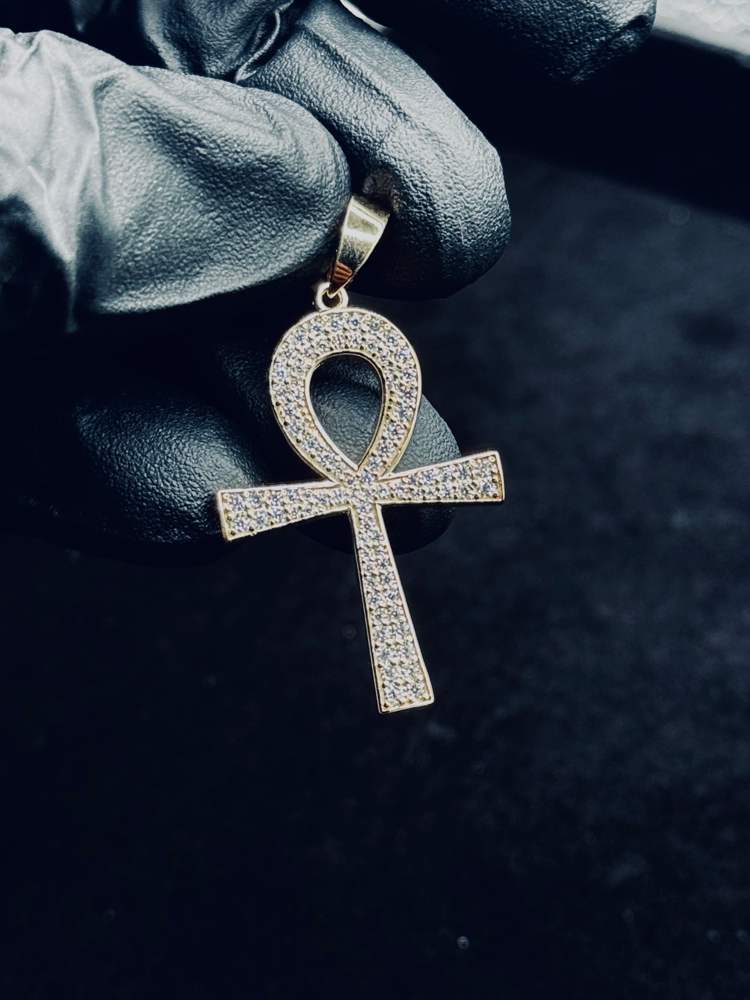 Gold Moissanite Ankh Pendant