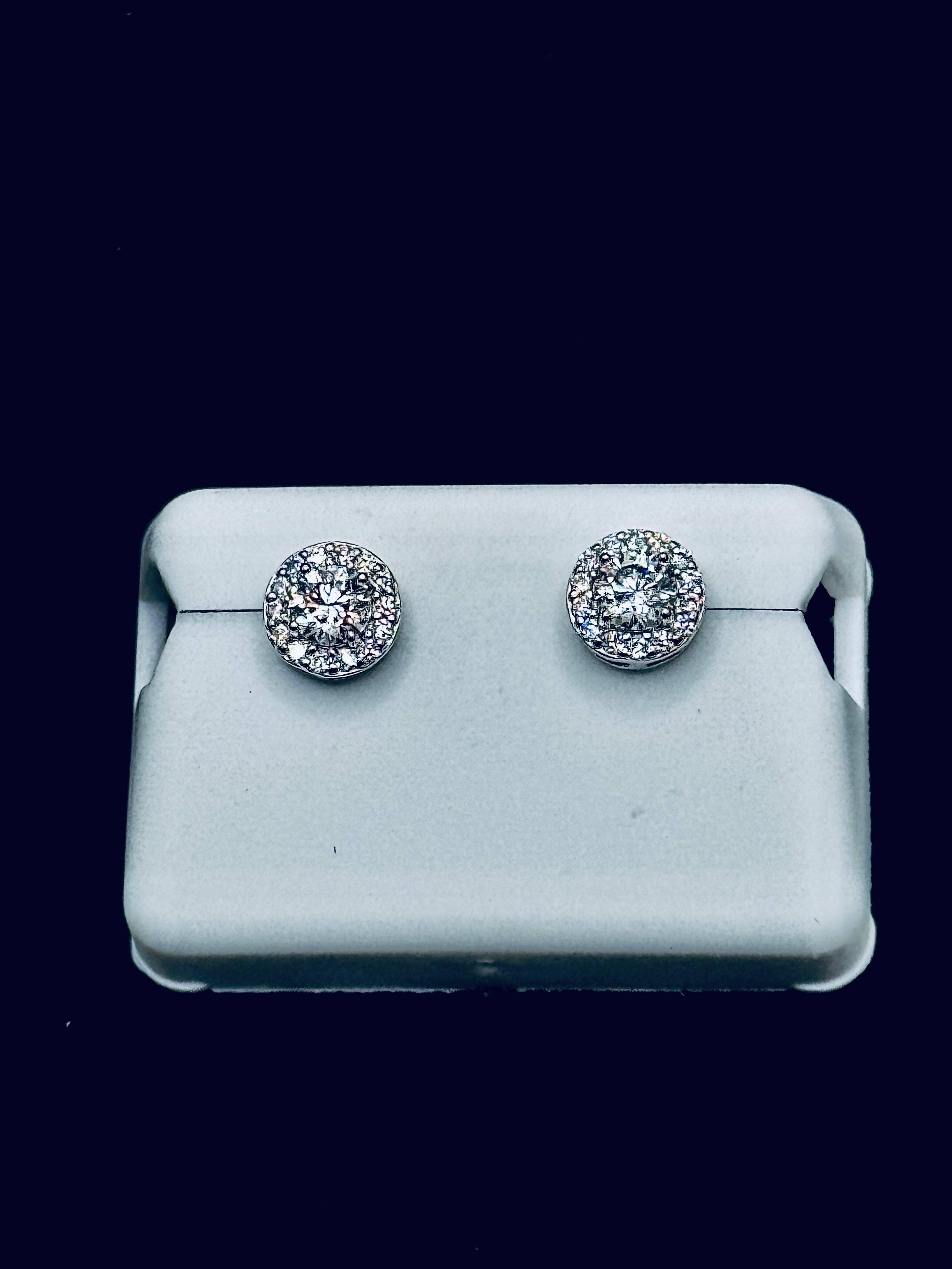 Halo Moissanite Stud Earrings