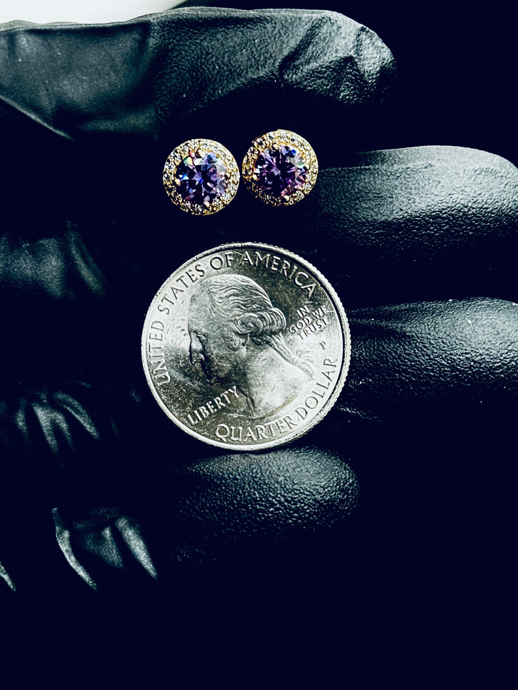 Royal Purple Moissanite Halo Earrings