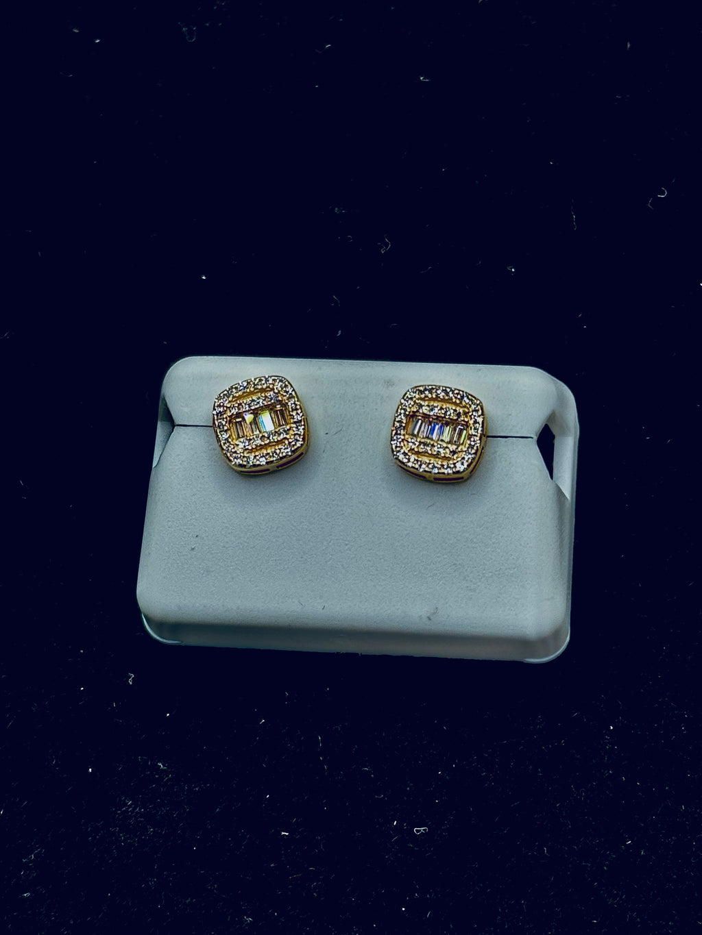 Squared Halo Baguette Earrings