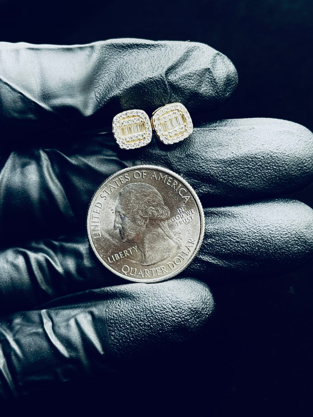 Squared Halo Baguette Earrings