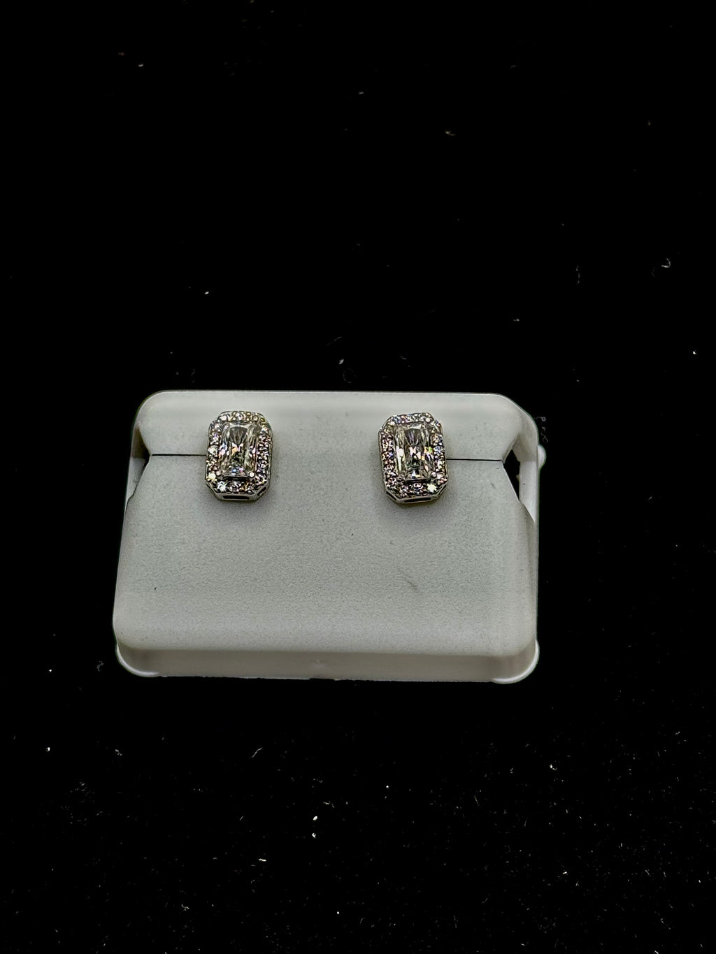 Silver Elongated Princess Cut Earrings