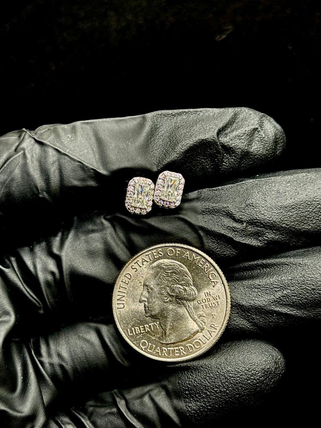 Silver Elongated Princess Cut Earrings