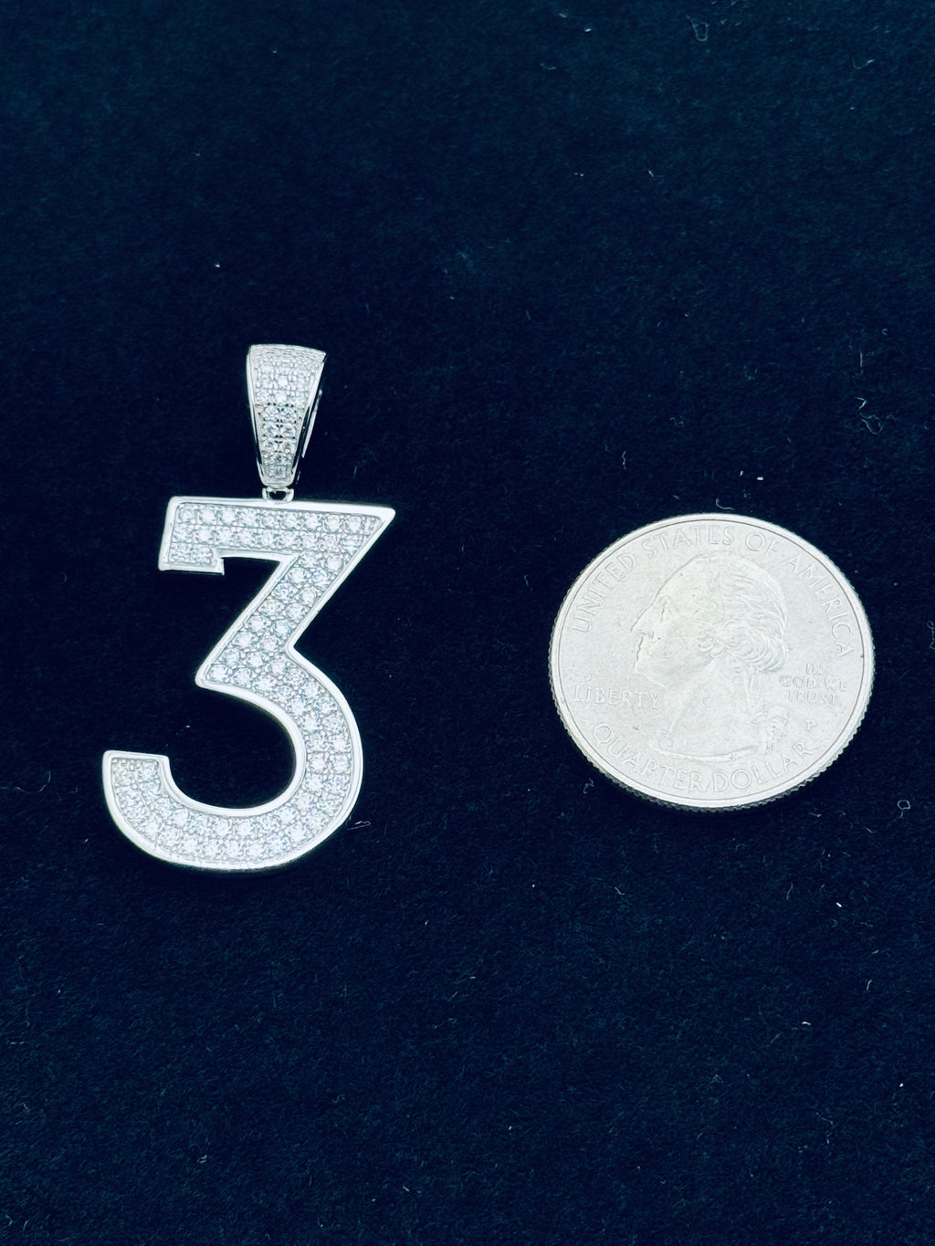 Moissanite Number 3 Pendant