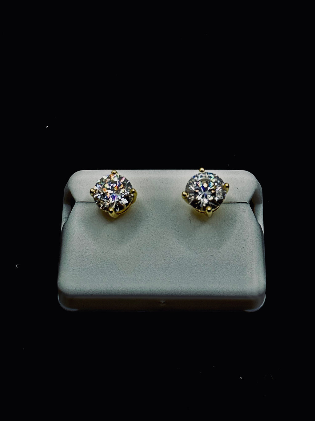Gold Solitaire Earrings