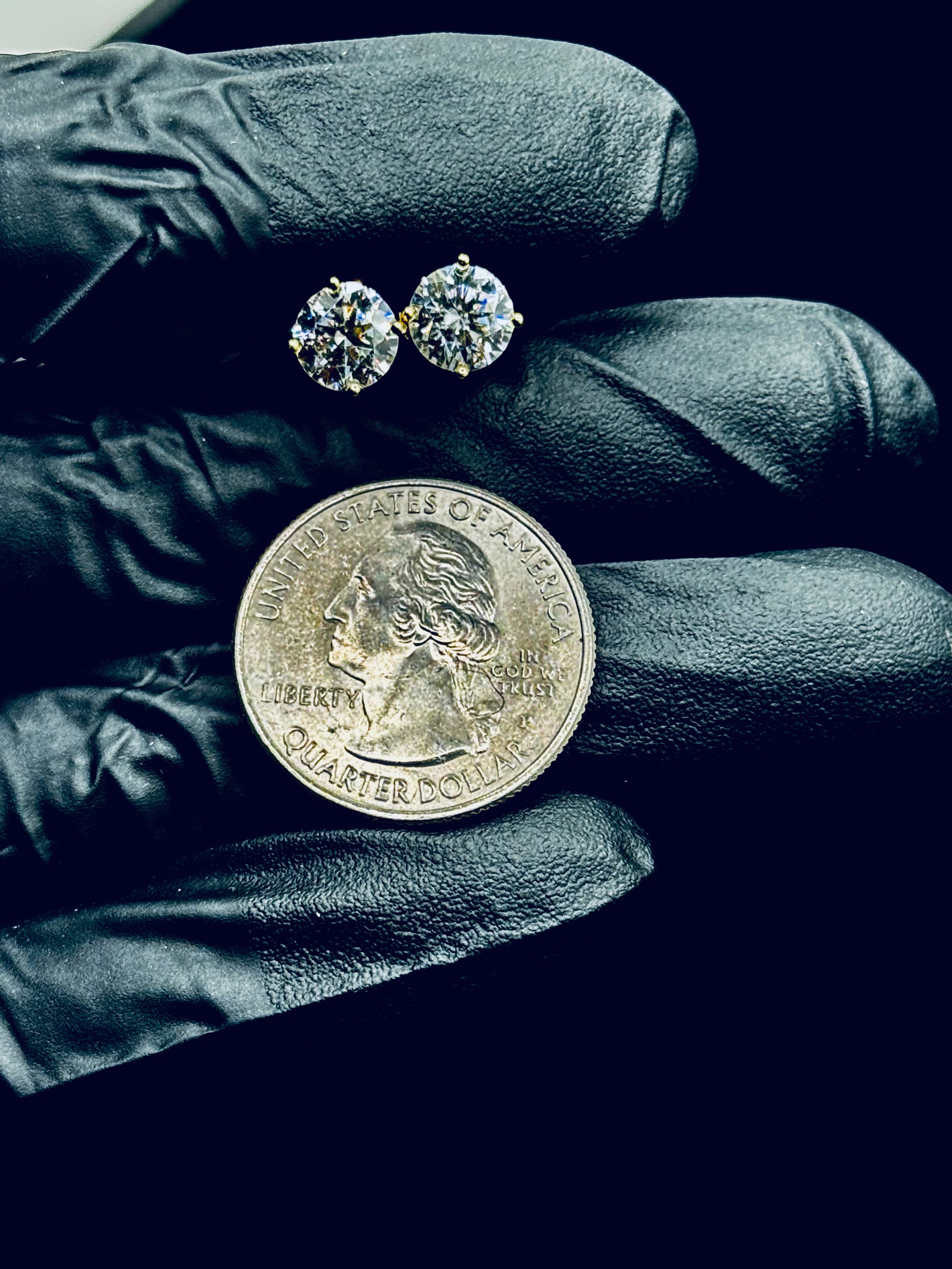 Gold Solitaire Earrings