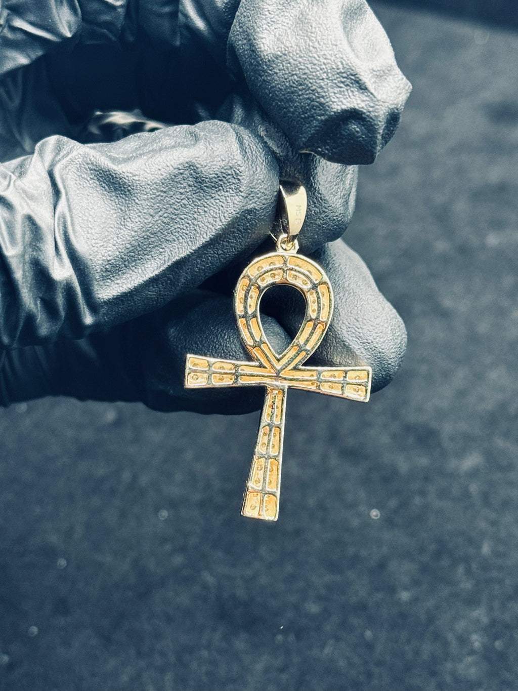Gold Moissanite Ankh Pendant