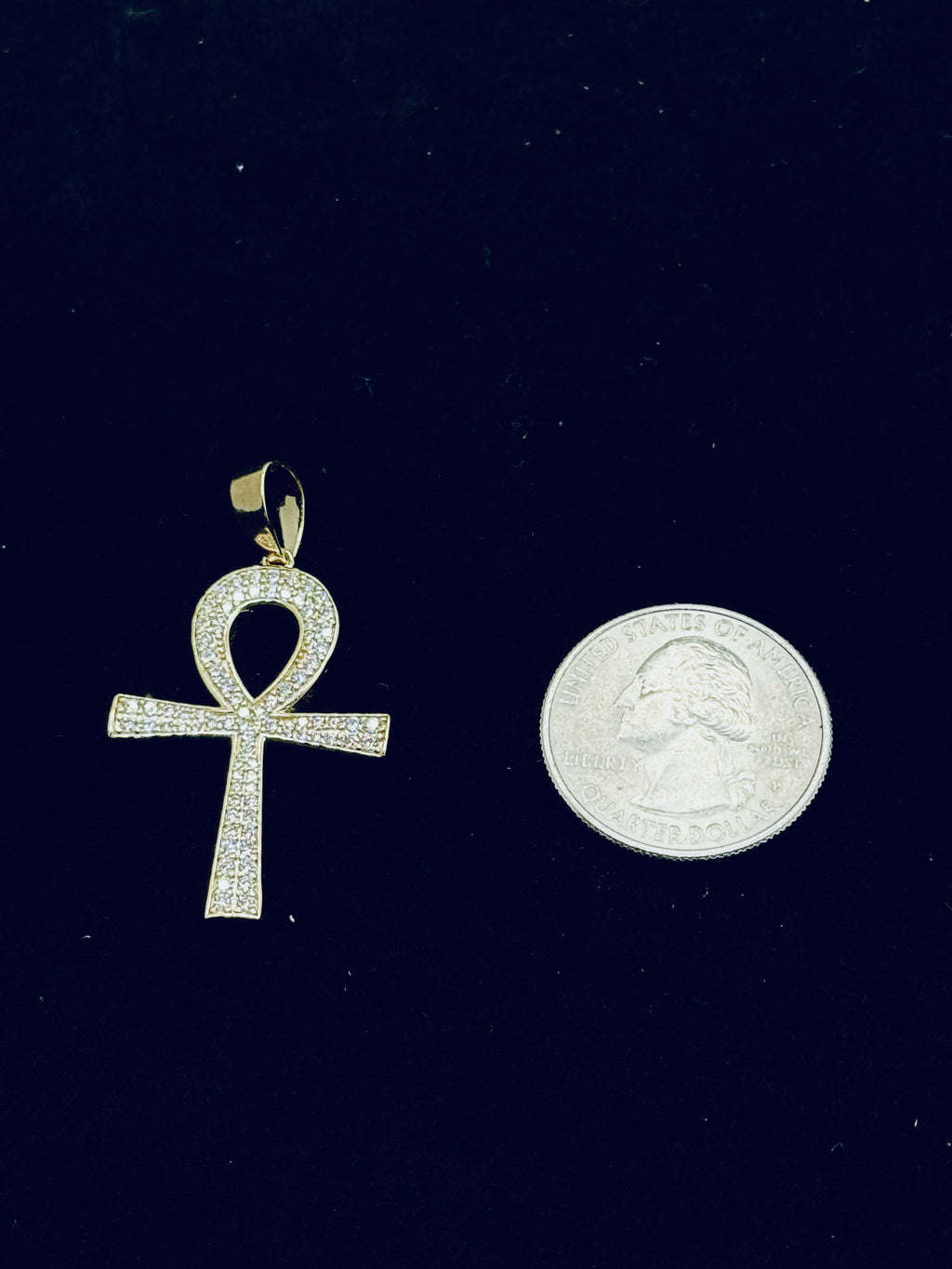 Gold Moissanite Ankh Pendant