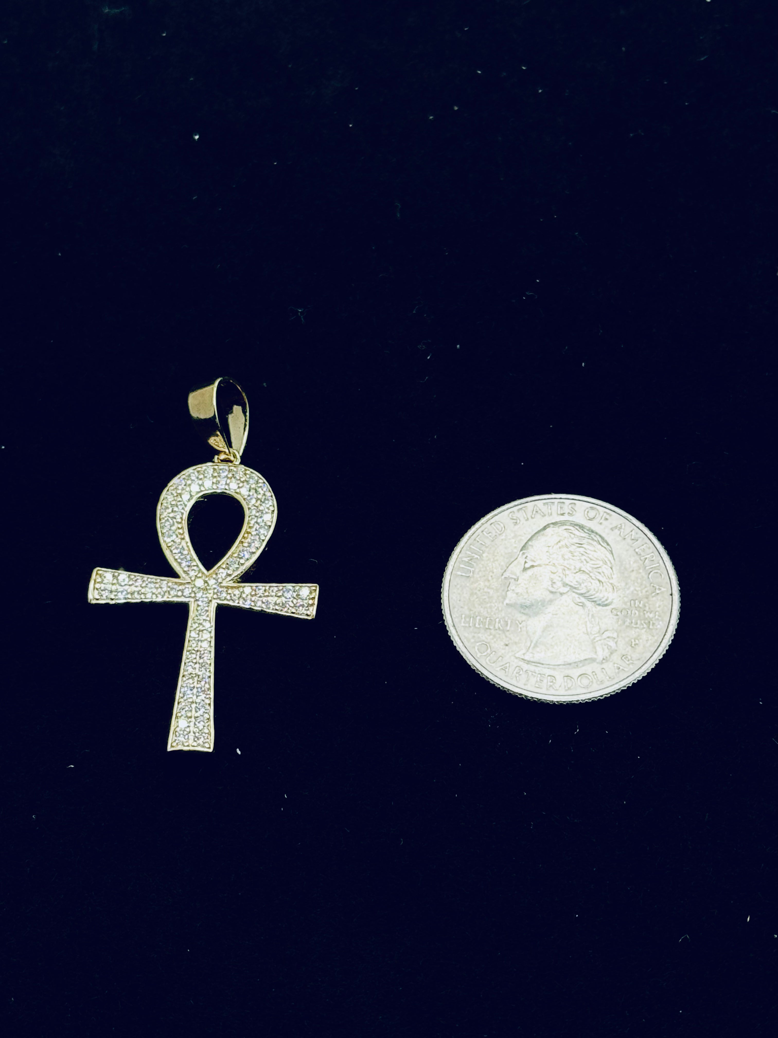 Gold Moissanite Ankh Pendant